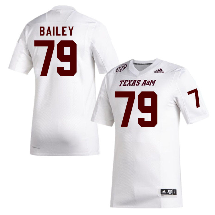 Men #79 James Bailey Texas A&M Aggies College Football Jerseys Stitched Sale-White - Click Image to Close
